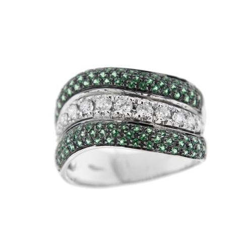 Bague 57 Bague avec émeraudes et diamants 58 Facettes 38594