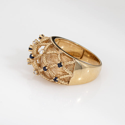 Bague 54 Bague vintage en or jaune, saphir et diamants 58 Facettes G13928
