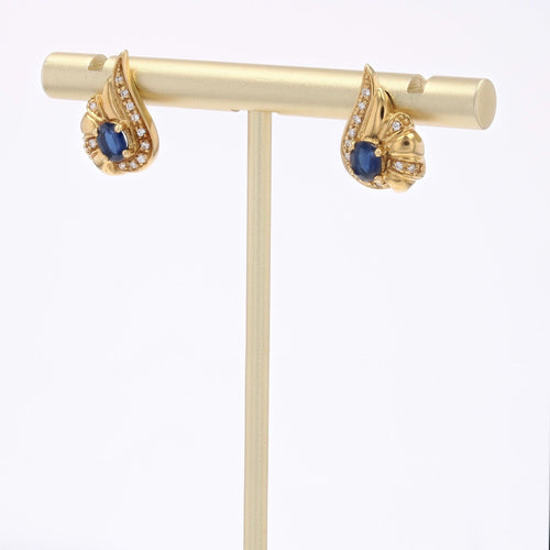 Boucles d'oreilles Boucles d'oreilles noeud saphirs diamants or jaune 58 Facettes 24-332B