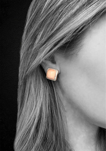 Boucles d'oreilles Boucles d'oreilles raffinées en corail rose italien 58 Facettes