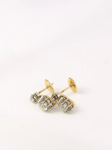 Boucles d'oreilles Dormeuses en or et diamants taille ancienne 1.5 ct 58 Facettes J90