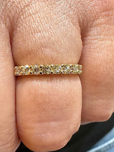 Bague 55 Demi alliance en diamants or jaune 58 Facettes