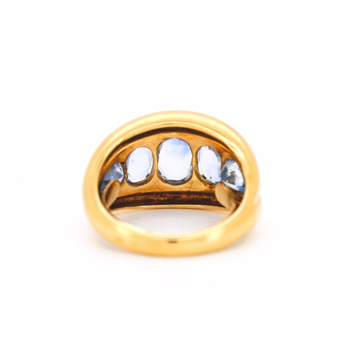 Bague 53 Bague Jonc Vintage, Or jaune, Saphirs Naturels 4 Carats 58 Facettes 383