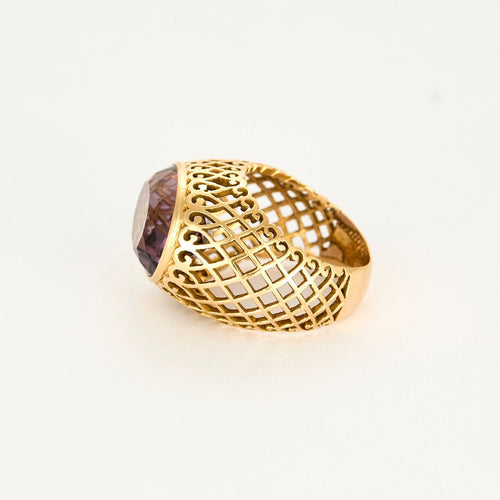Bague 49,5 Bague dome or jaune et améthyste 58 Facettes PER1463