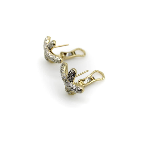 Boucles d'oreilles Boucles d'oreilles vintage en or jaune 14 carats avec pavé de diamants 58 Facettes A20018