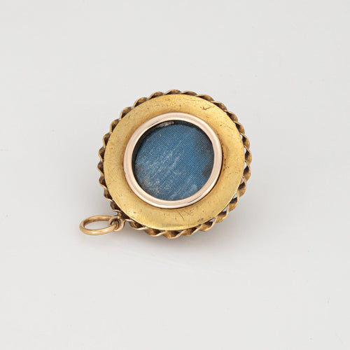 Médaillon ancien victorien en or jaune, diamants et turquoise