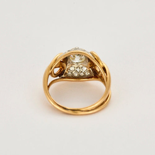 Bague 57 Bague or jaune et platine et diamants 58 Facettes BEA3376