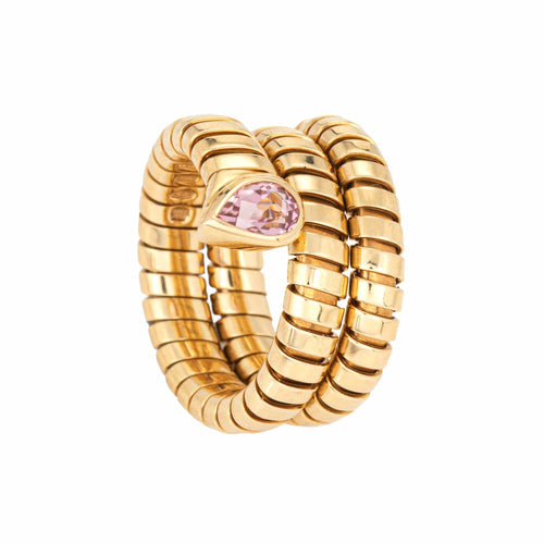Bague 53 BULGARI - Bague Serpenti Tubogas en or jaune et tourmaline rose 58 Facettes G14214