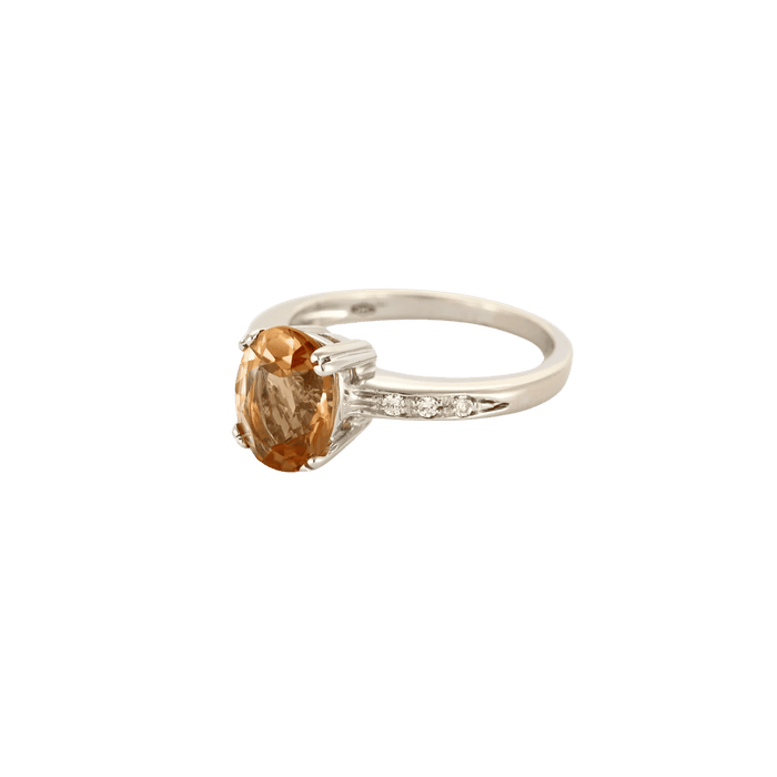 Bague 57 BAGUE CITRINE OR BLANC & DIAMANTS. 58 Facettes BO/240004