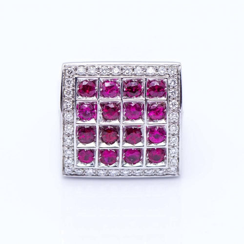 Bague 54 Bague en or blanc avec diamants et rubis 58 Facettes N102917EJ