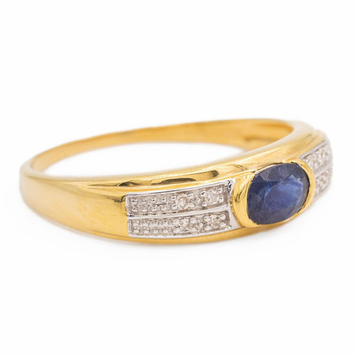 Bague Or jaune, Or blanc Saphir, Diamant