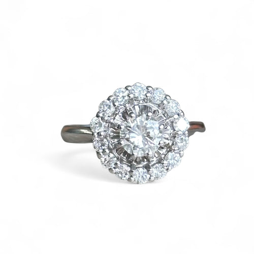 Bague 52 Bague Halo en or blanc 58 Facettes 369