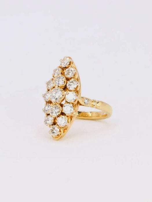 Bague marquise vintage or jaune diamants