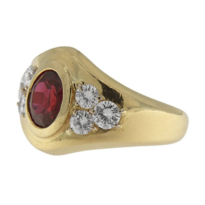 Bague 57 Bague en or jaune avec rubis de 1,40 ct et diamants 58 Facettes G3634