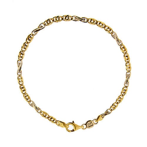 Bracelet homme en deux ors, maille oeil d'oiseau