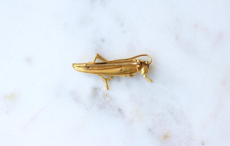 Broche Broche ancienne Criquet or jaune et diamants 58 Facettes