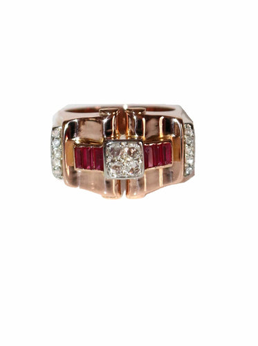 Bague 57 Bague Rétro Rubis Diamants 58 Facettes 543