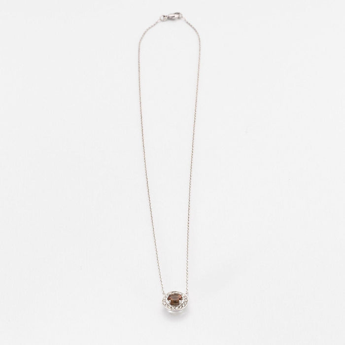 Collier Collier pendentif or blanc tourmaline polychrome diamants en halo 58 Facettes