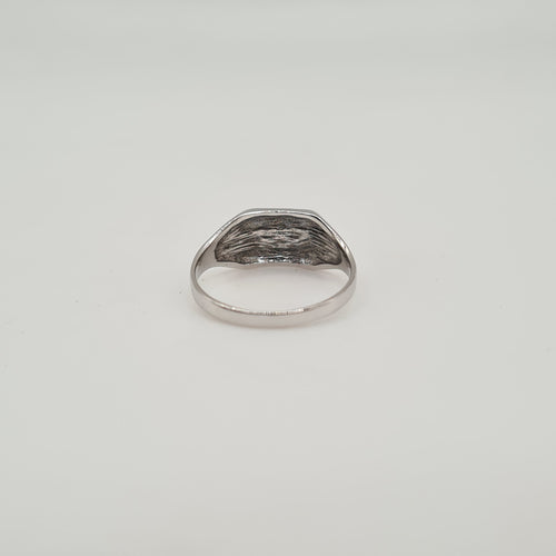 Bague 44 Chevalière or blanc 18 carats 58 Facettes