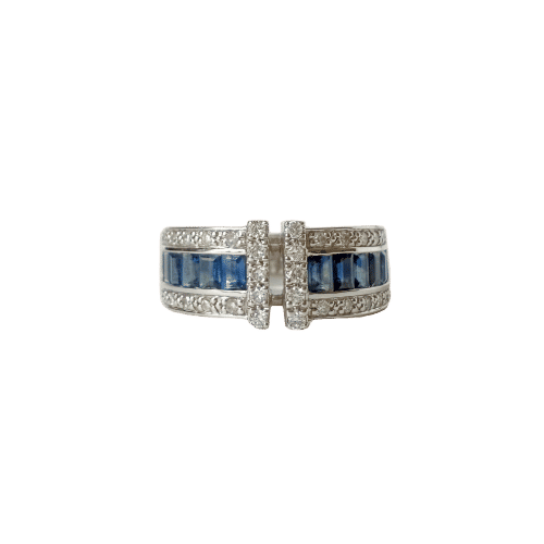 Bague Or gris, saphirs et diamants