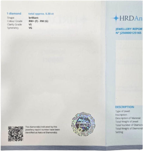 Bague 51 Bague solitaire avec diamant certifié HRD de 0,30 ct en or rose 58 Facettes E30