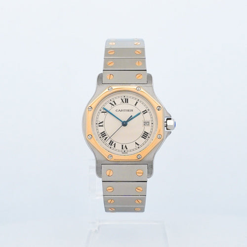 Montre Cartier - Montre Santos Octagone - Ivory roman dial - LM 58 Facettes
