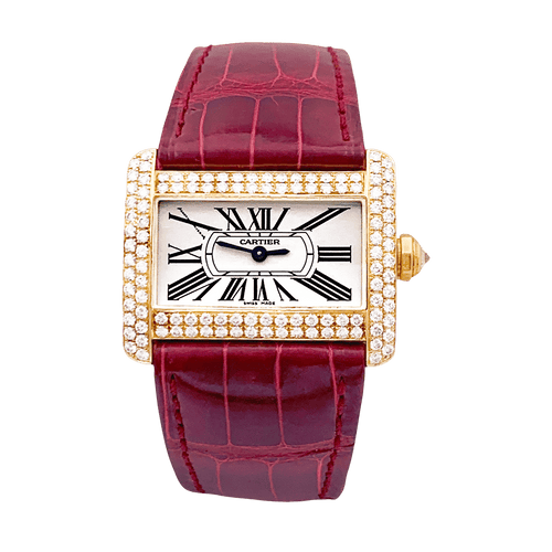 Montre Montre Cartier, "Tank Divan", or jaune et diamants. 58 Facettes 34640