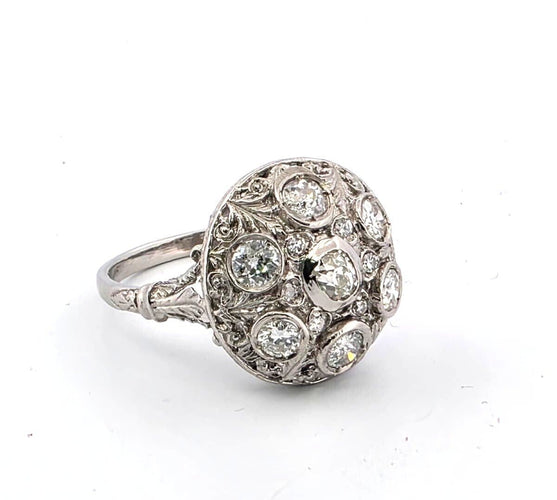 Bague 56 Bague - Bague en platine sertie de diamants Old Mine 58 Facettes