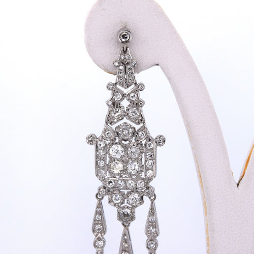 Boucles d'oreilles Boucles d'oreilles Art déco en platine avec diamants 58 Facettes