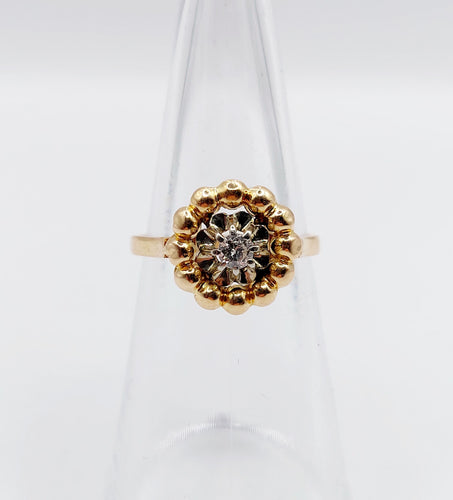 Bague 50.5 Bague fleur Art Déco or rose et diamant 58 Facettes A06258