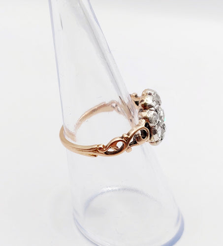 Bague 55.5 Bague marguerite victorienne or rose, diamants taille rose sur paillon (1870) 58 Facettes A06361