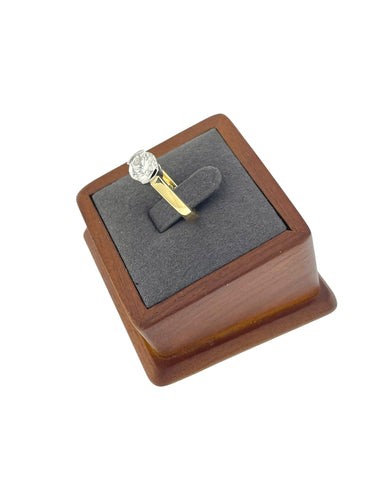 Bague 54 Bague solitaire certifiée HRD en or jaune et blanc avec diamant naturel de 1,30 ct 58 Facettes