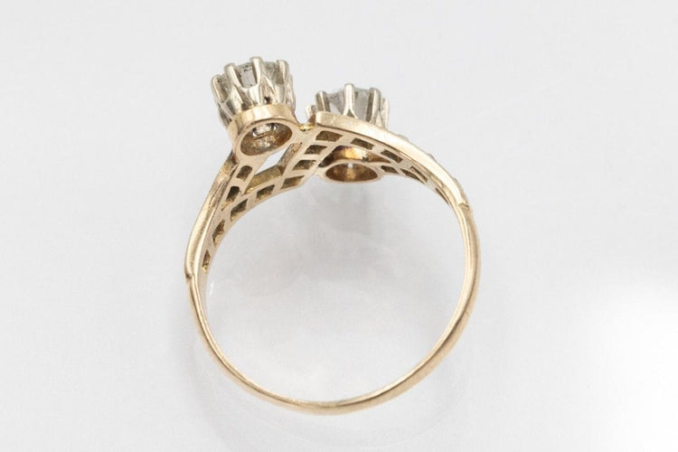 Bague 57 Bague en or Toi et Moi avec diamants taille brillant et taille rose. 58 Facettes 11220