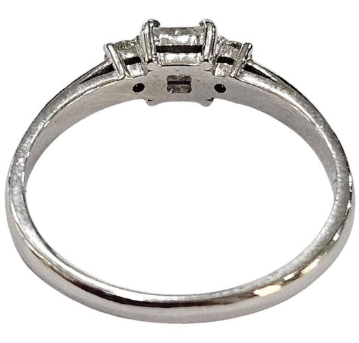 Bague Bague en or blanc faite main, diamant naturel taille princesse 58 Facettes E01