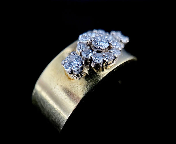 Bague 58 Bague bandeau en or jaune diamants 58 Facettes