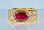 Bague 58 Bague en or jaune 18 carats, rubis 2,25 carats et 10 diamants 58 Facettes AB412