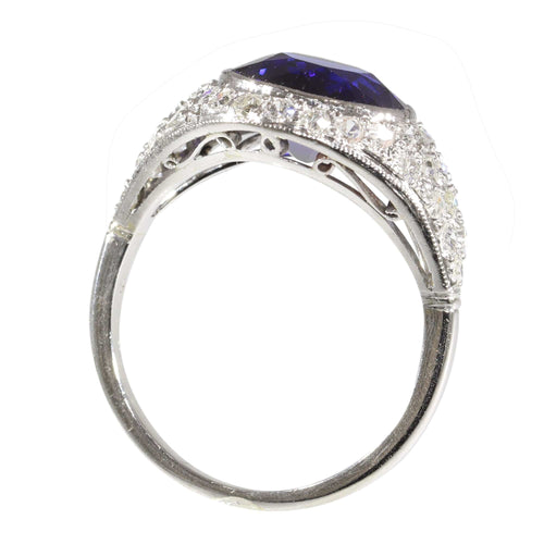 Bague 55 Bague saphir et diamant d'inspiration Art déco des années 1950 : une pièce audacieuse et affirmée 58 Facettes 24332-0063
