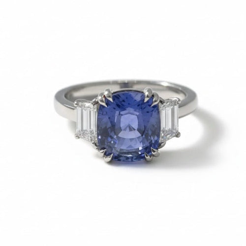 Bague 53 Bague or Blanc - Saphir Ceylan 5,60 carats 58 Facettes 1.0001180/2