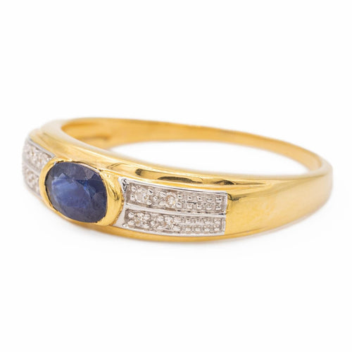 Bague Or jaune, Or blanc Saphir, Diamant