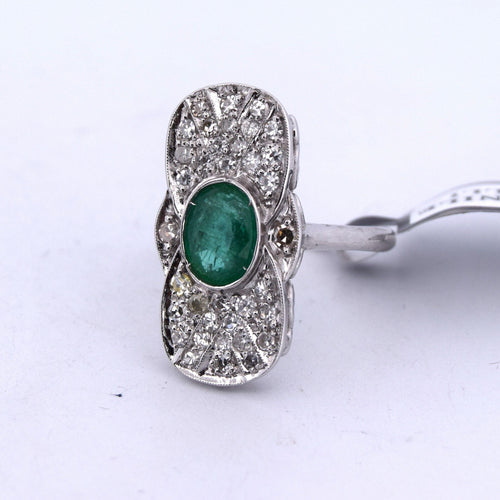 Bague 56 Bague Art Déco en or et émeraude 58 Facettes