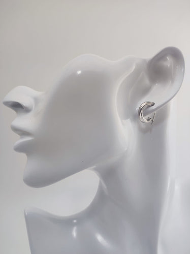 Boucles d'oreilles Créoles petit modèle en or gris 18k 58 Facettes