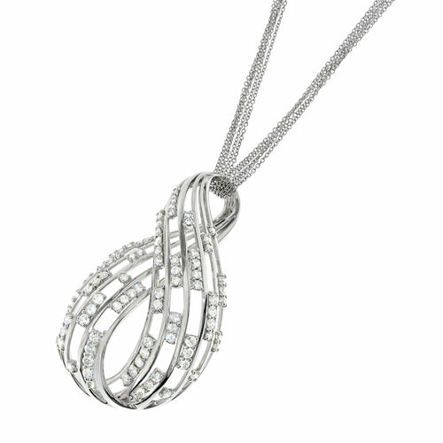 Collier Collier avec pendentif en or blanc, diamants naturels 58 Facettes IG-200334