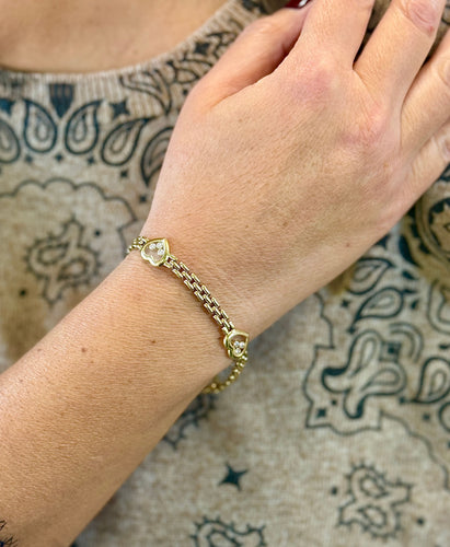 Bracelet Bracelet Chopard Happy Diamonds en or jaune 18 carats et diamants 58 Facettes