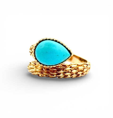 Bague vintage BOUCHERON Serpent Bohème, or et turquoise
