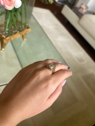 Bague XIXe siècle - Or et diamants rose cut