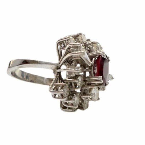 Bague 50 Bague design rétro 1945-1950 en or avec diamants de 2,14 ct et rubis 58 Facettes Q323(966)