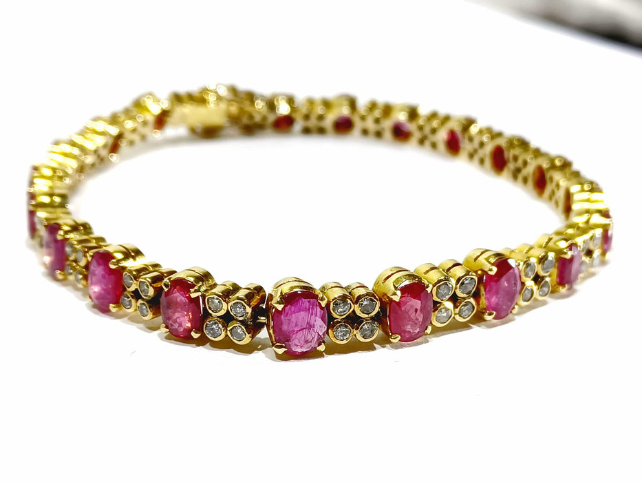 Bracelet Bracelet or jaune diamants rubis 58 Facettes