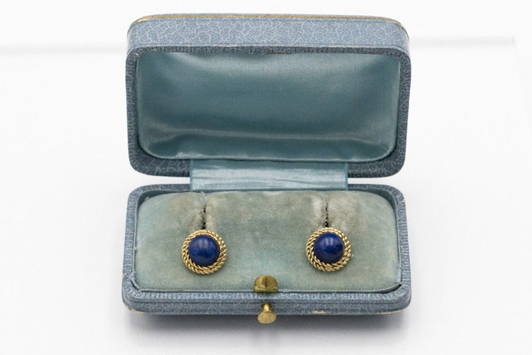 Boucles d'oreilles Boucles d'oreilles vintage en or avec lapis-lazuli 58 Facettes 11399