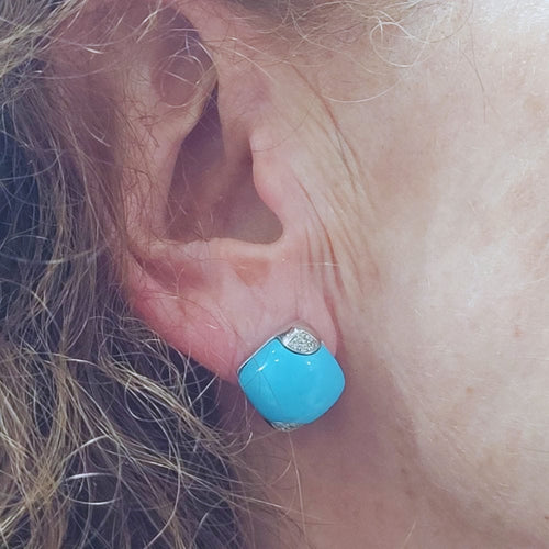 Boucles d'oreilles Pendientes de turquesa y diamants taille brillant 58 Facettes PE779