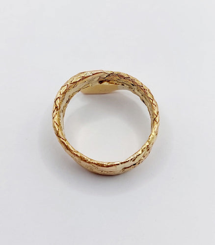 Bague 54.5 Bague serpent or rose finement tressée yeux rubis 58 Facettes A04370